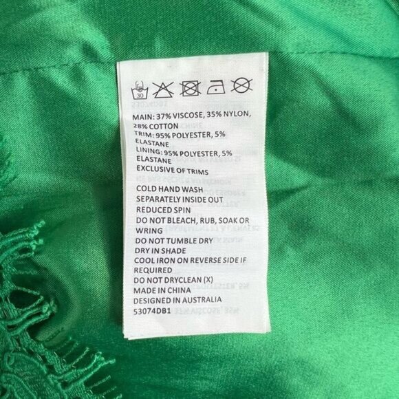 Bardot US 4 XS Emerald Green Lace Sleeveless Midi Dress Slit Bodycon Party - Picture 11 of 15